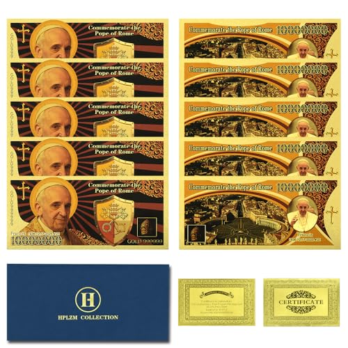10 Stück Papst Franziskus Gedenken Goldfolie Banknote 1 Million Dollar Kunststoff Geldsammlung Geschenk 10 Stück Papst Franziskus Gedenken Goldfolie Banknote 1 Million Dollar Kunststoff Geldsammlung Geschenk von Mercollection