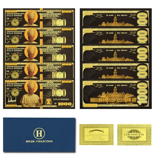 10 x US-amerikanische Donald Trump-Pope-Gold-Banknoten, 1000 Dollar, Kunststoff, Geldsammlung, Geschenk mit Umschlag 10 x US-amerikanische Donald Trump-Pope-Gold-Banknoten, 1000 Dollar, Kunststoff, Geldsammlung, Geschenk mit Umschlag von Mercollection