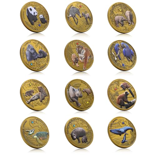 12 Stück/Set afrikanische Tier-Gedenkmünze Hyazinthe Ara Lemur Sibirischer Tiger Sambia 1000 Kwacha Metall Kristall Medaillen Sammlung Geschenk 12 Stück/Set afrikanische Tier-Gedenkmünze Hyazinthe Ara Lemur Sibirischer Tiger Sambia 1000 Kwacha Metall Kristall Medaillen Sammlung Geschenk von Mercollection