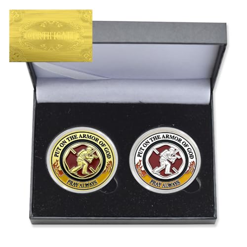 2 Stück/Box God's Armor Challenge Coin Brave Firereman Pray Always in God We Trust Medaille mit Zertifikat und Geschenkbox Sammlerstück 2 Stück/Box God's Armor Challenge Coin Brave Firereman Pray Always in God We Trust Medaille mit Zertifikat und Geschenkbox Sammlerstück von Mercollection