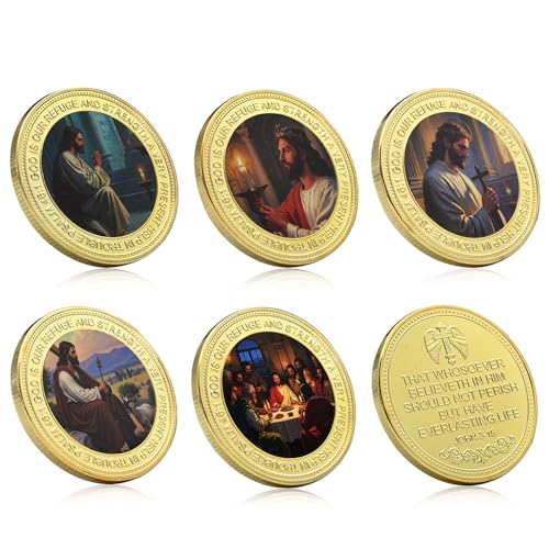 5 Stück/Set The Last Supper Christian Golden Challenge Münzen Lord Jesus Kreuz Die Heilige Bibel Gedenkmedaillen Sammlung von Mercollection