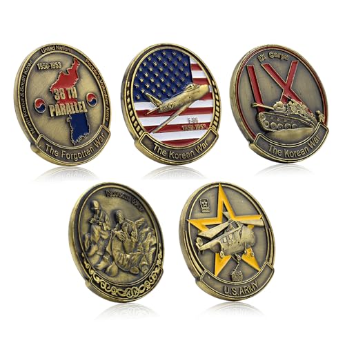 5 Stück/Set United States 1950-1953 38th Parallel Korean War Military Gold Plated Challenge Coin Metal Medal with Plastic Case 5 Stück/Set United States 1950-1953 38th Parallel Korean War Military Gold Plated Challenge Coin Metal Medal with Plastic Case von Mercollection