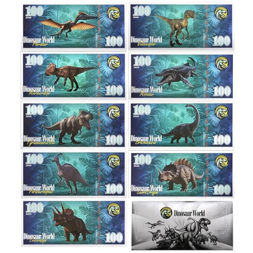9-teiliges Set Jurassic Dinosaurier Welt Silberfolie Banknote Tyrannosaurus Rex Pterosaurier Canglong 100 Kunststoff-Geldsammlung 9-teiliges Set Jurassic Dinosaurier Welt Silberfolie Banknote Tyrannosaurus Rex Pterosaurier Canglong 100 Kunststoff-Geldsammlung von Mercollection