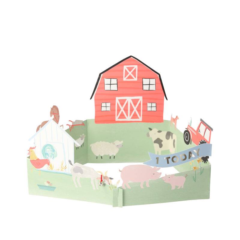 Geburtstagskarte 1 TODAY - ON THE FARM 3D von Meri Meri