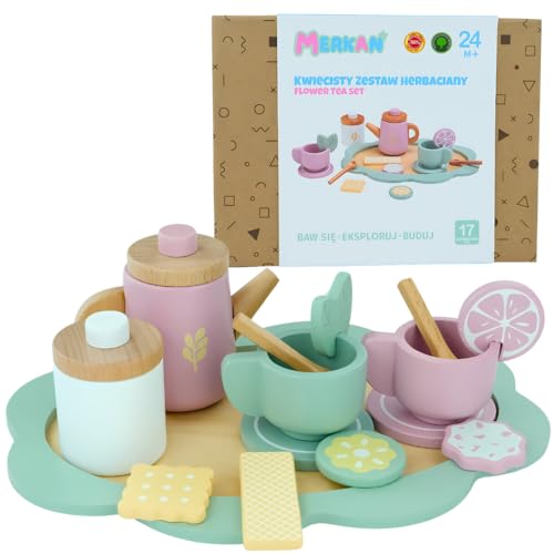 MERKAN Holz Teeset Kinderspielzeug, Toy Teeservice mit Tablett Spiel Rolle - Koch, Küchenutensilien Spielzeug, Tassen, Spielkuchen 17 tlg MERKAN Holz Teeset Kinderspielzeug, Toy Teeservice mit Tablett Spiel Rolle - Koch, Küchenutensilien Spielzeug, Tassen, Spielkuchen 17 tlg von Merkan