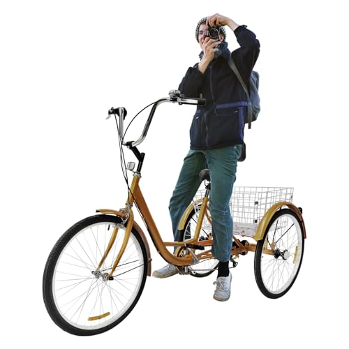 Mermajestic Retro-Stil 24-Zoll City-Tricycle mit Edelstahlkomponenten, Sicherheitsreflektoren und Komfortsitz – Perfekt für TäGlichen Transport, Umweltfreundliche MobilitäT & Fitness von Mermajestic