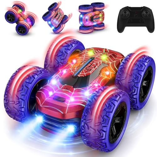 Ferngesteuertes Auto Kinder Spiele ab 6 7 8 9+ Jahre Jungen Mädchen, 2.4Ghz 360° Rotation Doppelseitige Stunt Car 4WD Crawler mit LED-Leuchten, RC Auto Spielzeug Geschenke Weihnachten Geburtstags Ferngesteuertes Auto Kinder Spiele ab 6 7 8 9+ Jahre Jungen Mädchen, 2.4Ghz 360° Rotation Doppelseitige Stunt Car 4WD Crawler mit LED-Leuchten, RC Auto Spielzeug Geschenke Weihnachten Geburtstags von Mermoe