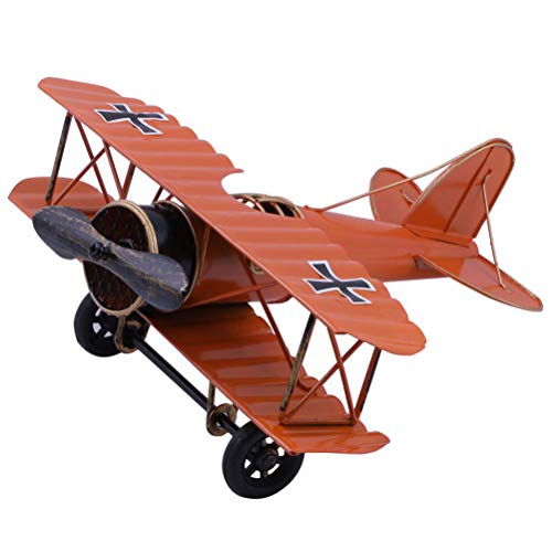 Mermshy Retro Flugzeug, Metall Doppel Decker Flugzeug Modell Haupt Dekor Rot von Mermshy
