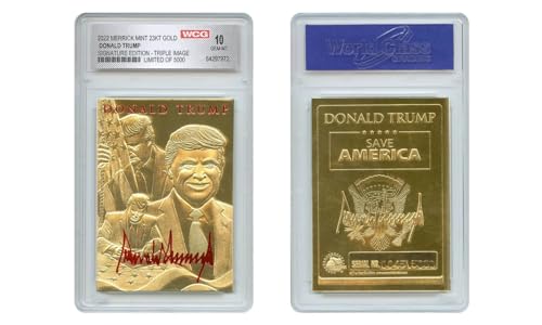 Donald Trump Triple Image Signature Edition 23K Gold Karte limitiert und nummeriert von 5000 Stück, abgestufte GEM-Mint 10 Donald Trump Triple Image Signature Edition 23K Gold Karte limitiert und nummeriert von 5000 Stück, abgestufte GEM-Mint 10 von Merrick Mint