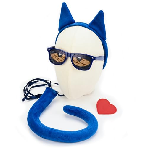 Merroyal Katzenohren Stirnband und Schwanz Set Cosplay Buchtag Halloween Party Blau (Blau) von Merroyal