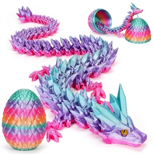 3D Magnetische Drachenei mit Drache, Magnetische Drache im Ei mit Augen, Ewegliche Gelenke Kristall Magnetische Drache mit Drachenei, Überraschungs Magnetische Drachenei Figuren (Regenbogenfarben-A) von Merrwon