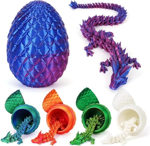 Merrwon 3D-Gedruckter Drache (28,5 cm) mit Drachenei - Kreative Spielzeug und Deko, Laserviolett von Merrwon