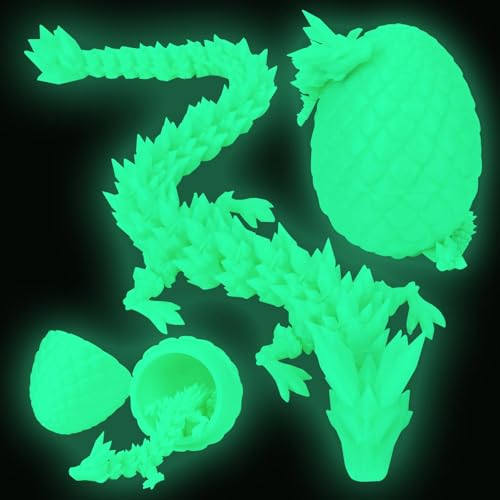 Merrwon 3D-Gedruckter Drache (28,5 cm) mit Drachenei - Kreative Spielzeug und Deko, Nachtleuchtend von Merrwon