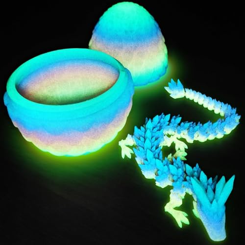 Merrwon 3D-Gedruckter Drache (28,5 cm) mit Drachenei – Kreatives Spielzeug, Geschenk und Deko, Nachtleuchtender Regenbogen von Merrwon