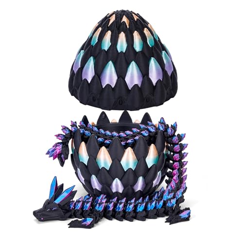 Merrwon 3D-Gedruckter Drache (28,5 cm) mit Drachenei – Kreatives Spielzeug, Geschenk und Deko, Regenbogen von Merrwon