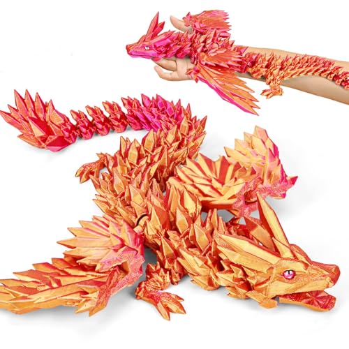 Merrwon 3D Gedrucktes Drache, 45CM Drachen Spielzeug mit Augen, Geheimnisvolle Realistische Drachen Figuren, Ewegliche Gelenke Kristall Drachen Deko (Geheimnisvoller rotglühender Drache mit Flügeln) Merrwon 3D Gedrucktes Drache, 45CM Drachen Spielzeug mit Augen, Geheimnisvolle Realistische Drachen Figuren, Ewegliche Gelenke Kristall Drachen Deko (Geheimnisvoller rotglühender Drache mit Flügeln) von Merrwon