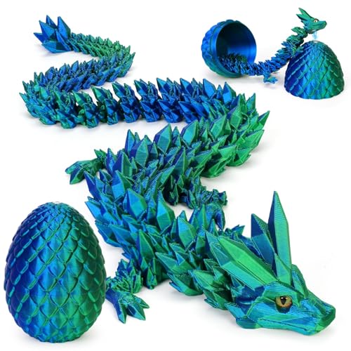 Merrwon 3D Magnetische Drachenei mit Drache, Magnetische Drache im Ei mit Augen, Ewegliche Gelenke Kristall Magnetische Drache mit Drachenei, Überraschungs Magnetische Drachenei Figuren (Grün-A) von Merrwon