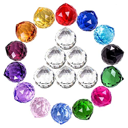MerryNine gemischte Bunte Kristallkugel Prisma mit gebohrtem Loch Sonnenfänger, Regenbogen-Anhänger, hängende Kristalle Prismen für Fenster, für Feng Shui, als Geschenk (20mm) von MerryNine