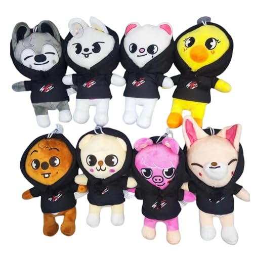 MerryToonLand Skz Plüschtier-Set, 25 cm, niedliche Stray K 2025 Plüschtiere, Stray K Ideen für Jungen und Mädchen (8 Farben mit Hut) von MerryToonLand