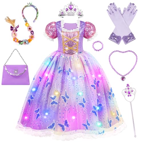 MerryXGift Prinzessin Kleid Mädchen, Lila Prinzessin Kostüm Mädchen mit Krone, Zauberstab, Haarband für 3-10 Jahre Kinder, Faschingskostüme Kinder für Karneval, Halloween, Geburtstag, Hochzeit MerryXGift Prinzessin Kleid Mädchen, Lila Prinzessin Kostüm Mädchen mit Krone, Zauberstab, Haarband für 3-10 Jahre Kinder, Faschingskostüme Kinder für Karneval, Halloween, Geburtstag, Hochzeit von MerryXGift
