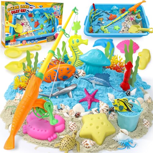 Merrymint Magic Sand Kinder Sand Koffer mit 900g Spielsand Knetsand Meerestiere Figuren Sandformen Angelspiel Sensorisches Zaubersand Sandspielzeug Unterwasserwelt Geschenk für Junge Merrymint Magic Sand Kinder Sand Koffer mit 900g Spielsand Knetsand Meerestiere Figuren Sandformen Angelspiel Sensorisches Zaubersand Sandspielzeug Unterwasserwelt Geschenk für Junge von Merrymint