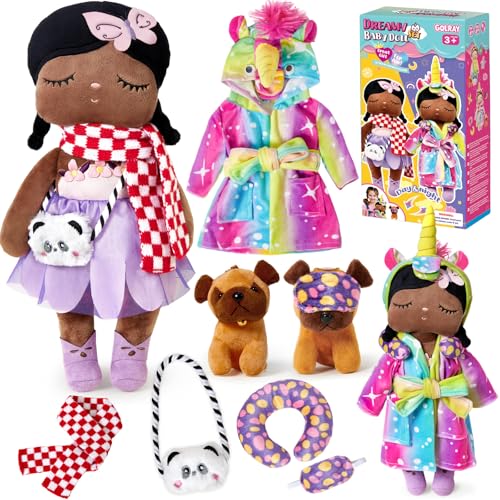 Merrymint Weiche Stoffpuppe 34cm Set mit Hund & Zubehör, Regenbogen Einhorn Bademantel, Geschenk für Mädchen & Kinder ab 3 Jahren, Kuschelpuppe Puppen-Set Geburtstag Taufgeschenk Merrymint Weiche Stoffpuppe 34cm Set mit Hund & Zubehör, Regenbogen Einhorn Bademantel, Geschenk für Mädchen & Kinder ab 3 Jahren, Kuschelpuppe Puppen-Set Geburtstag Taufgeschenk von Merrymint