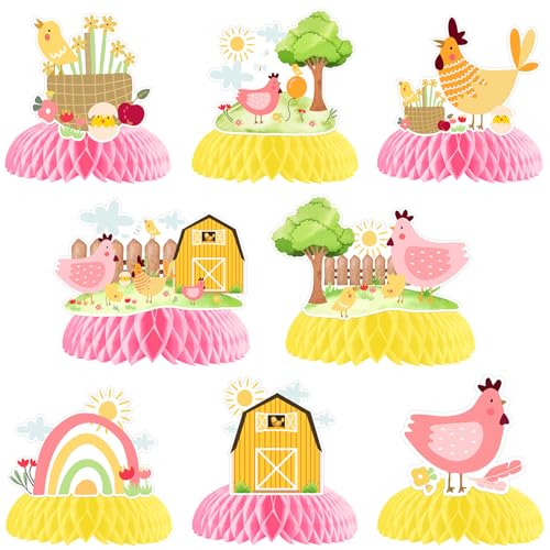 8 Stück Huhn-Themen-Waben-Mittelstücke Bauernhof-Tier-Themenparty-Dekorationen Scheunenfarm Huhn Tischdekoration für Kinder Bauernhoftiere Geburtstagsparty Babyparty Partyzubehör 8 Stück Huhn-Themen-Waben-Mittelstücke Bauernhof-Tier-Themenparty-Dekorationen Scheunenfarm Huhn Tischdekoration für Kinder Bauernhoftiere Geburtstagsparty Babyparty Partyzubehör von Merrystorm
