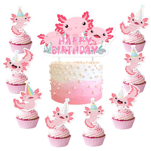 Axolotl Tortenaufsätze, rosa Salamander, Happy Birthday, Kuchendekoration, sechseckig, Dinosaurier, Cupcake-Topper, niedliche Cartoon-Newt-Kuchendekorationen, Tierthemen-Party-Dekor für Mädchen, Axolotl Tortenaufsätze, rosa Salamander, Happy Birthday, Kuchendekoration, sechseckig, Dinosaurier, Cupcake-Topper, niedliche Cartoon-Newt-Kuchendekorationen, Tierthemen-Party-Dekor für Mädchen, von Merrystorm