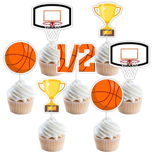 Cupcake-Topper, Basketball-Trophäe, 1/2 Geburtstag, Sportthema, Halbzeit-Cupcake-Dekoration für Jungen, 6 Monate, Geburtstagsparty, 36 Stück Cupcake-Topper, Basketball-Trophäe, 1/2 Geburtstag, Sportthema, Halbzeit-Cupcake-Dekoration für Jungen, 6 Monate, Geburtstagsparty, 36 Stück von Merrystorm