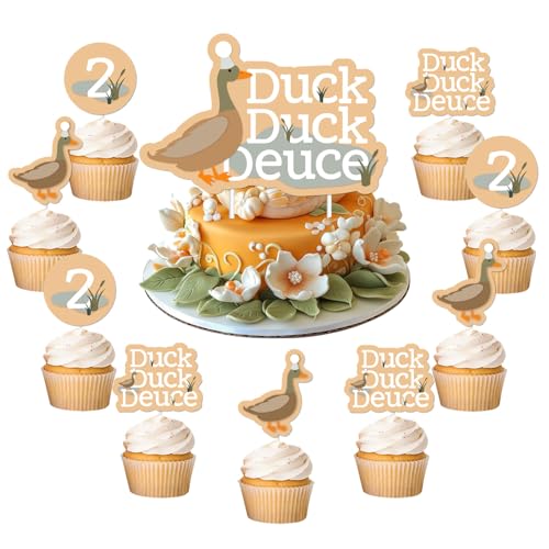 Cupcake-Topper für den 2. Geburtstag, Motiv: Stockente, Ente, Jagd, Kuchendekoration, doppelseitig, bedruckt, für 2. Geburtstag, Party-Dekoration, 25 Stück Cupcake-Topper für den 2. Geburtstag, Motiv: Stockente, Ente, Jagd, Kuchendekoration, doppelseitig, bedruckt, für 2. Geburtstag, Party-Dekoration, 25 Stück von Merrystorm