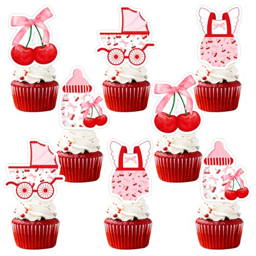 Cupcake-Topper mit Kirschmotiv, für Babyparty, Rot, doppelseitiger Druck, Kirsch-Cupcake-Picks für Obst, Mädchen, Babyparty, Geburtstagsparty, Cupcake-Dekorationen, 36 Stück Cupcake-Topper mit Kirschmotiv, für Babyparty, Rot, doppelseitiger Druck, Kirsch-Cupcake-Picks für Obst, Mädchen, Babyparty, Geburtstagsparty, Cupcake-Dekorationen, 36 Stück von Merrystorm