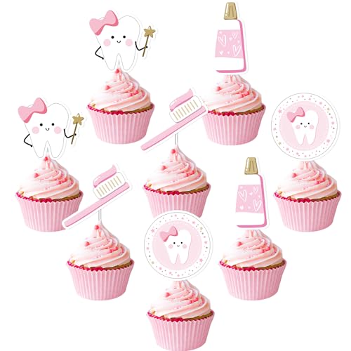 Cupcake-Topper mit Zähnen, rosa für den ersten Zahn, Kuchendekorationen, zahnärztliche Motive, Babyparty, Cupcake-Topper, Zahnarzt, Party-Dekoration für Mädchen, Zahnabschluss, Geburtstag, Party, Cupcake-Topper mit Zähnen, rosa für den ersten Zahn, Kuchendekorationen, zahnärztliche Motive, Babyparty, Cupcake-Topper, Zahnarzt, Party-Dekoration für Mädchen, Zahnabschluss, Geburtstag, Party, von Merrystorm