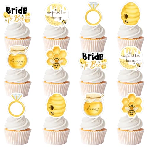 Cupcake-Topper von Braut zu Biene, Brautparty, Party-Dekoration, "She Found Her Honigkuchendekoration für Frauen, Honigbiene, Blumenmuster, Junggesellinnenabschied, Verlobung, Hochzeit, Partyzubehör von Merrystorm