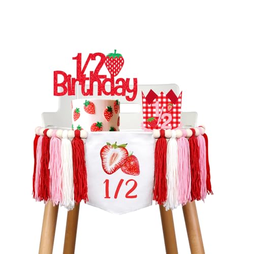 Erdbeerhalber Geburtstag Dekorationen Erdbeere 1/2 Geburtstag Erdbeerhut Erdbeere halber Geburtstag Hochstuhl Banner It's My 1/2 Birthday Cake Topper für Mädchen Berry Sweet Birthday Decor Supplies Erdbeerhalber Geburtstag Dekorationen Erdbeere 1/2 Geburtstag Erdbeerhut Erdbeere halber Geburtstag Hochstuhl Banner It's My 1/2 Birthday Cake Topper für Mädchen Berry Sweet Birthday Decor Supplies von Merrystorm