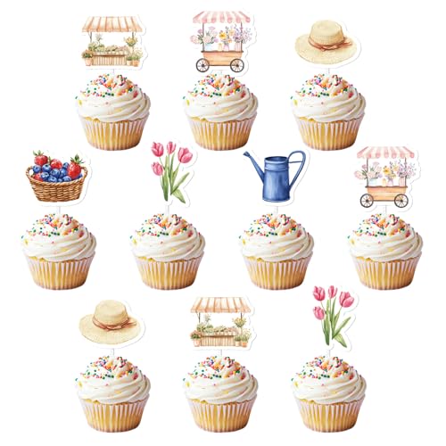 Farmers Market Brautparty-Dekoration, 36 Stück, "She's Fresh Off the Market", Cupcake-Topper, Gemüse, Obst, Blumenmarkt, Cupcake-Topper, doppelseitig, für Frauen, Junggesellinnenabschied Farmers Market Brautparty-Dekoration, 36 Stück, "She's Fresh Off the Market", Cupcake-Topper, Gemüse, Obst, Blumenmarkt, Cupcake-Topper, doppelseitig, für Frauen, Junggesellinnenabschied von Merrystorm