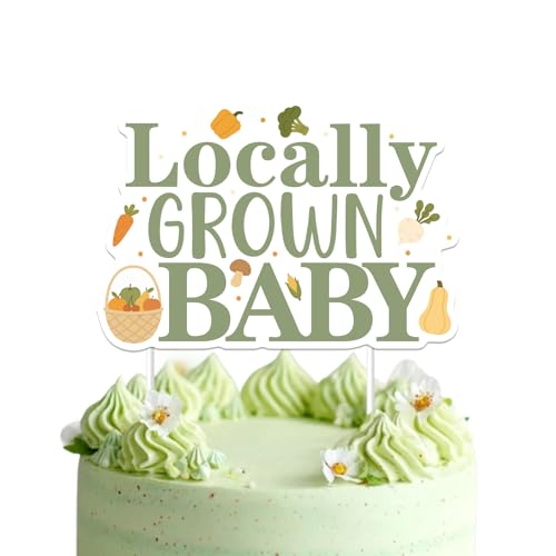 Lokal gewachsene Babyparty-Dekorationen, Kuchendekoration, Bauernmarkt, Babyparty, Dekoration, Gemüse, Obst, Kuchendekoration, doppelseitig, für Jungen oder Mädchen, Gärtnerthema Lokal gewachsene Babyparty-Dekorationen, Kuchendekoration, Bauernmarkt, Babyparty, Dekoration, Gemüse, Obst, Kuchendekoration, doppelseitig, für Jungen oder Mädchen, Gärtnerthema von Merrystorm