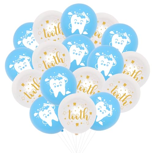 Luftballons mit blauem Zahnmotiv, 1. Zahn, Party-Ballon, Zahn-Party-Dekorationen für erste Zahnparty, Zahnabschluss, Geburtstag, Babyparty, Dekoration, Blau und Weiß, 30 Stück Luftballons mit blauem Zahnmotiv, 1. Zahn, Party-Ballon, Zahn-Party-Dekorationen für erste Zahnparty, Zahnabschluss, Geburtstag, Babyparty, Dekoration, Blau und Weiß, 30 Stück von Merrystorm
