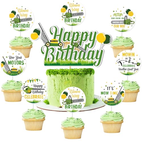 Rasenmäher-Geburtstagskuchenaufsätze, Rasenmäher, Happy Birthday, Party-Dekoration, grüner Traktor, Dekoration für Jungen, Bauernhof, Traktor, Zeit, Partyzubehör Rasenmäher-Geburtstagskuchenaufsätze, Rasenmäher, Happy Birthday, Party-Dekoration, grüner Traktor, Dekoration für Jungen, Bauernhof, Traktor, Zeit, Partyzubehör von Merrystorm