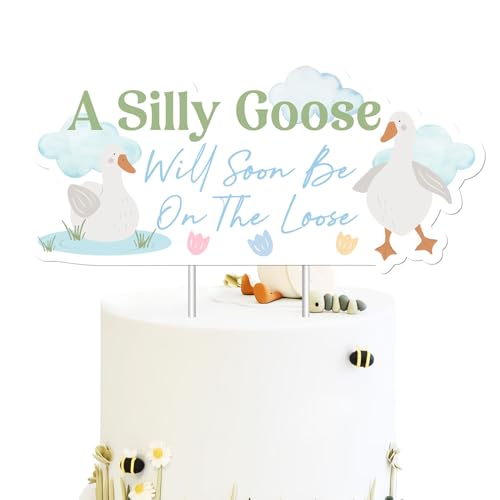 Silly Goose Babyparty-Dekorationen Eine alberne Gans wird bald auf der losen Kuchendekoration sein, Bauernhoftier-Gans, Kuchendekorationen, Grün-Blau, für Jungen, alberne Gänse, Babyparty Silly Goose Babyparty-Dekorationen Eine alberne Gans wird bald auf der losen Kuchendekoration sein, Bauernhoftier-Gans, Kuchendekorationen, Grün-Blau, für Jungen, alberne Gänse, Babyparty von Merrystorm