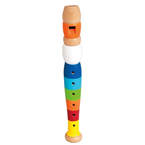 Bino world of toys Flöte Musikspielzeug Blockflöte Kinderflöte aus Holz Spielzeug für Kinder ab 3 Jahre (6 Tonlöcher, für musikalische Früherziehung, Maße: 20 x 3 x 3 cm), Bunt von Bino world of toys
