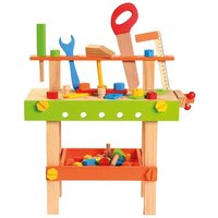 Bino 82149 - Genius Kid, Banco Werkbank mit Werkzeug, Holzspielzeug, bunt von Mertens