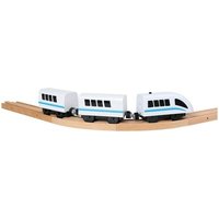 Bino 82275 - Hochgeschwindigkeitszug, batteriebetrieben, 3-teilig, Kunststoff, Eisenbahn, passend für alle marktüblichen Holz-Schienensysteme von Mertens