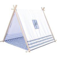 Bino 82825 - Spielzelt für drinnen & draußen, Maße: 120x150x120cm, weiss-blau, Kinderzelt von Mertens