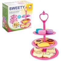 Bino 83400 - Kinder-Kuchenständer-Set, Kuchen-Etagere, Kunststoff, rosa/bunt, Höhe: ca. 22cm von Mertens