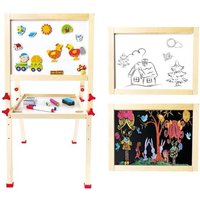 Bino 83655 - Stand-Tafel umklappbar, Kreidetafel und Whiteboard, Holz, natur, Kinder-Staffelei von Mertens