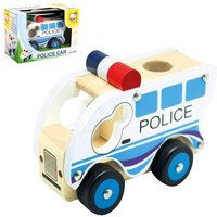 Bino 84082 - Police Car, Polizeiauto, Holzauto, Länge: 12,5 cm von Mertens