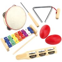 Bino 86588 - Musikset 5-teilig (Xylophon/Handrassel/Tamburin/Rumba-Eiern/Triangel), Musikinstrumente von Mertens