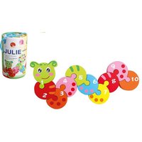 Bino 88267 - Genius Kid, Holz-Zahlenpuzzle Regenwurm Julie, 10-teilig, Lernspielzeug von Mertens