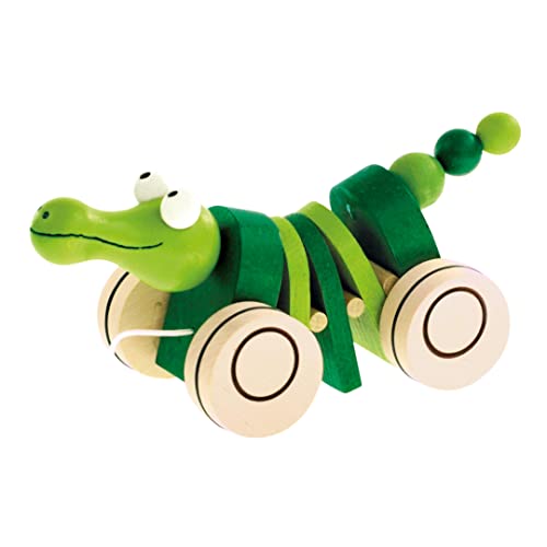Mertens Ziehtier Krokodil, Altersempfehlung 1+ , Kinderspielzeug (Spiel für Kinder als Begleiter der ersten Schritte, lustiges Krokodil-Design, von Pädagogen empfohlenes Holzspielzeug), Grün von Bino world of toys