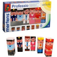 Mertens 70355 - Genius Kid, Professio, Drehwürfel Berufe, 18-teilig, Holz, Motorikspielzeug von Mertens